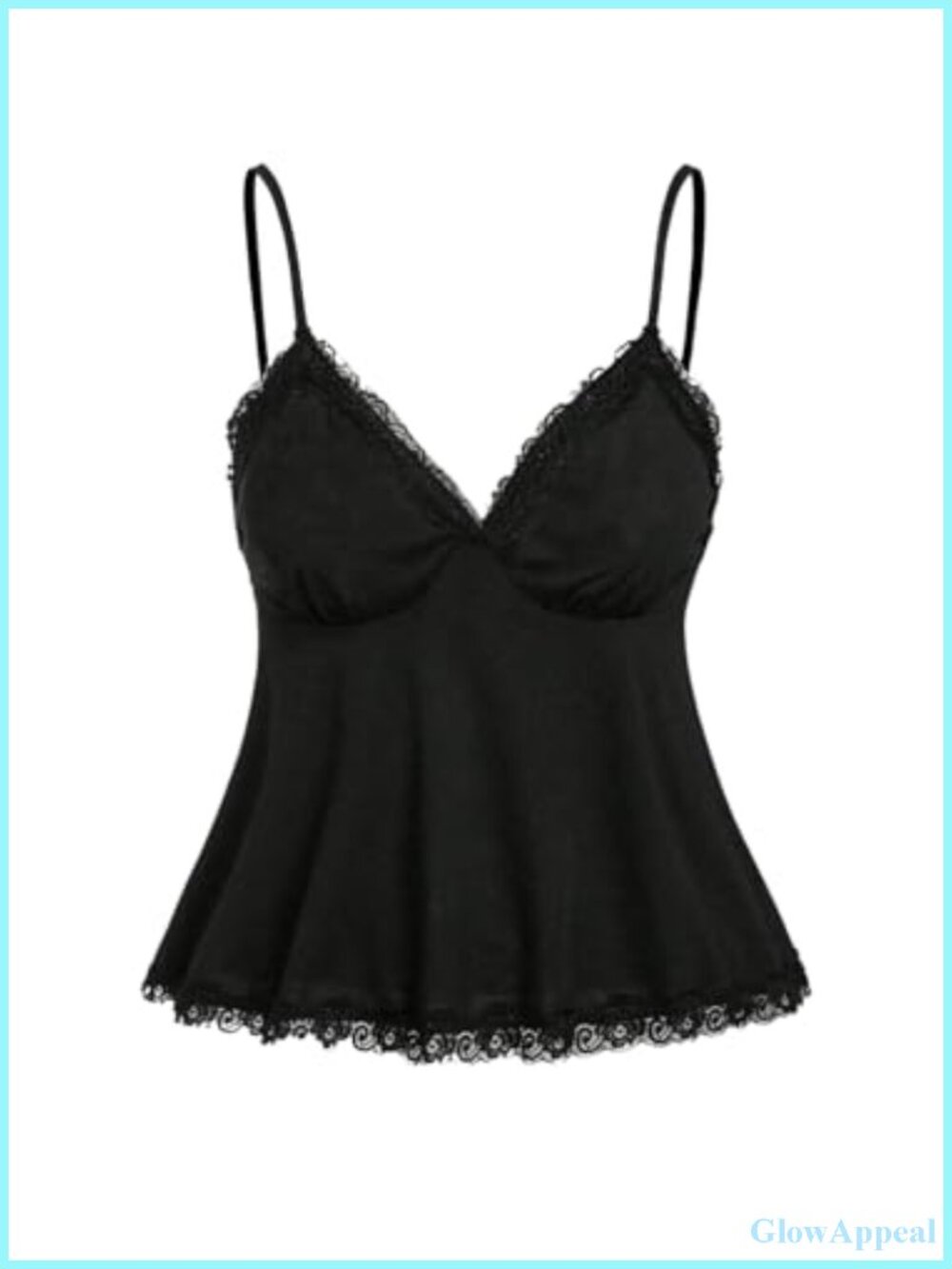 Women's Lace Trim Sleeveless Cami Babydoll Tank Top Flowy